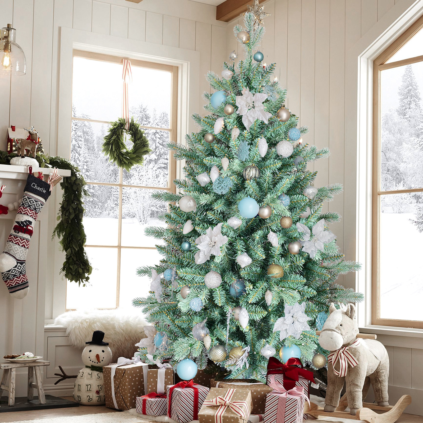 Unlit Blue Spruce Artificial Christmas Tree, 4'