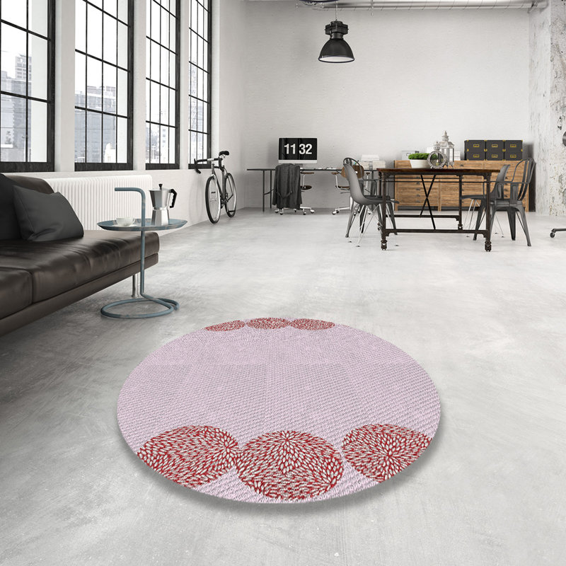 Tapis mauve/brun à motifs légers, Rond 5 pi