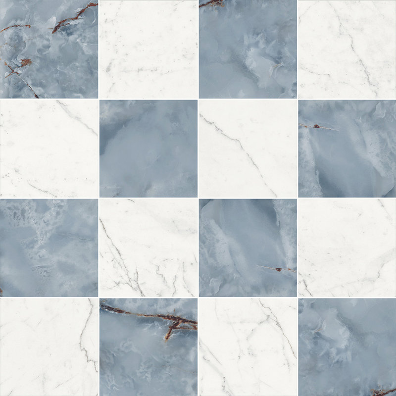 Prestige damier 8x8 Statuario et Azzurro, Statuario and Azzurro