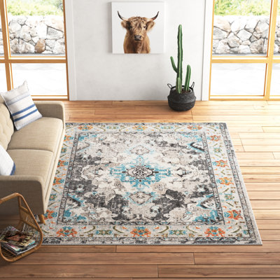 Tapis oriental gris et bleu clair Almyra
