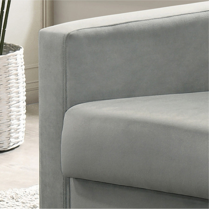 Fauteuil d'appoint 27,5 po en velours gris clair capitonné