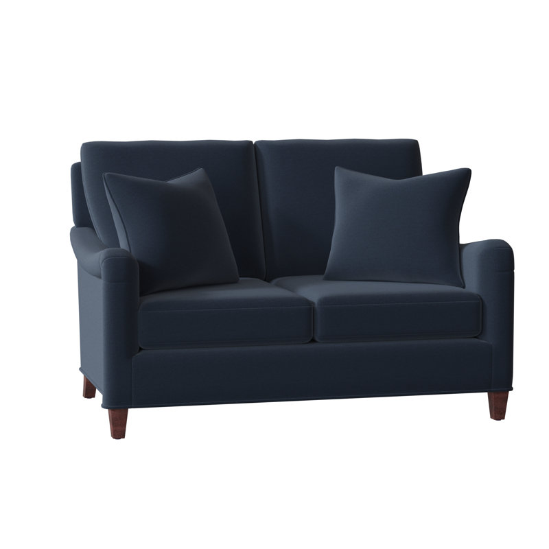Smythe 57" Rolled Arm Loveseat with Reversible Cushions, Espresso, Indigo (8789 90)
