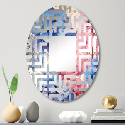 Bleu et rose géranium Collage Expression - Maze Miroir décoratif