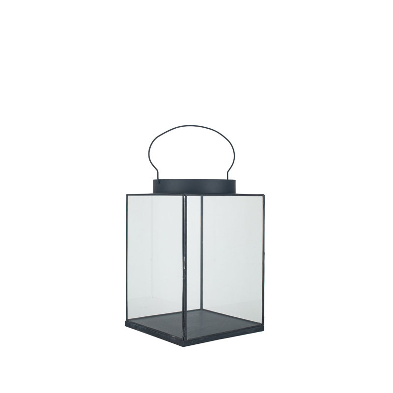 Metal Tabletop Lantern, 45cm H x 30cm W x 30cm D, Matt Black
