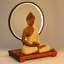 Statue de Bouddha en céramique et lampe de table circulaire à DEL pour la décoration intérieure-1211898413