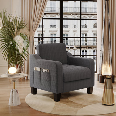 Fauteuil d'appoint rembourré 30,7 po, fauteuil doux pour chambre à coucher