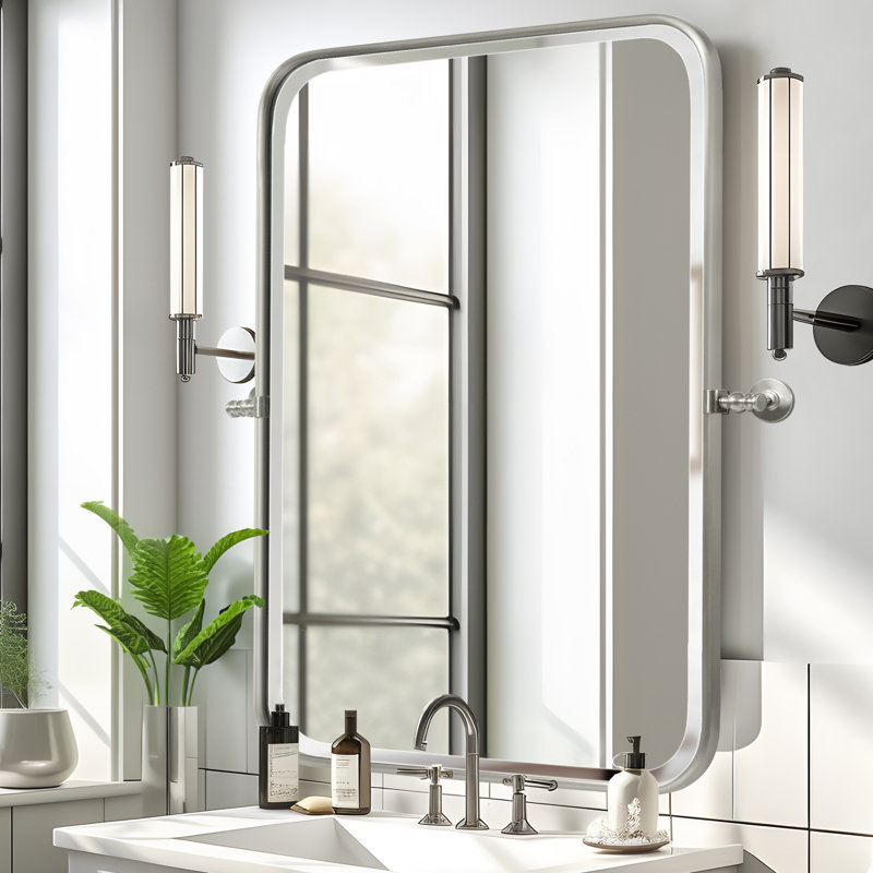 Miroir mural Bereket, 36 po x 24 po, Argent