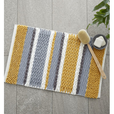 Textured Stripe Rectangular Bath Mat