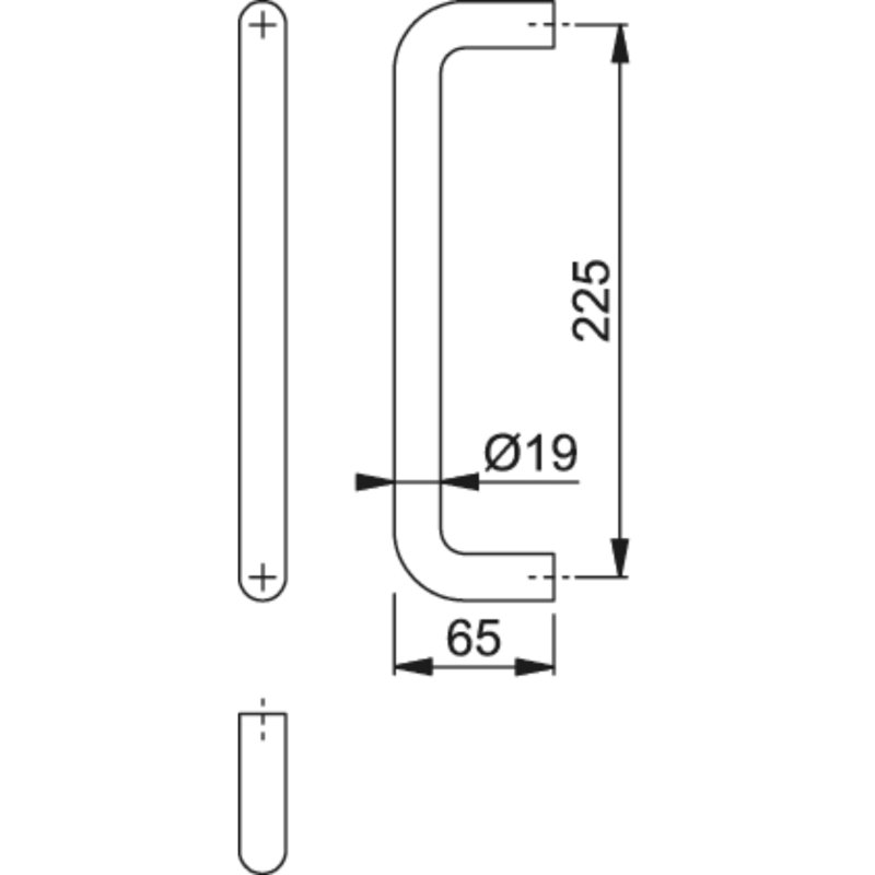 Amarey Bolt Through Fix Pull Handle, 22.5cm H x 1.9cm W x 6.5cm D