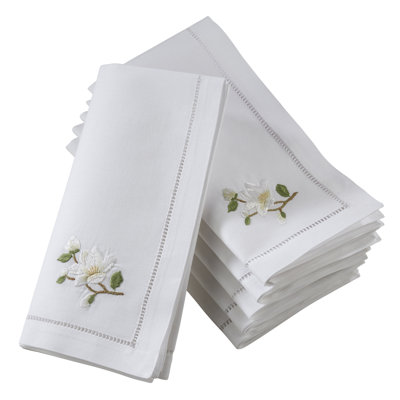 Ensemble de serviettes en coton 6 pièces magnolia broderiey hemstitch Killingly