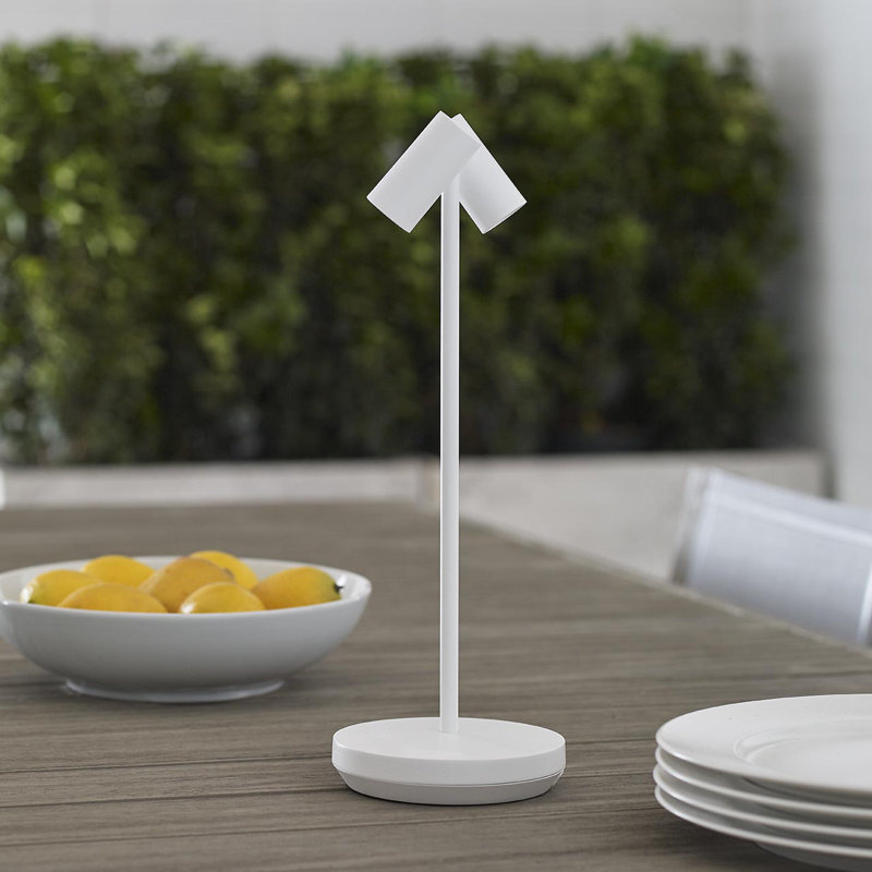 Doppia Accent Rechargeable Table Lamp, Matte White