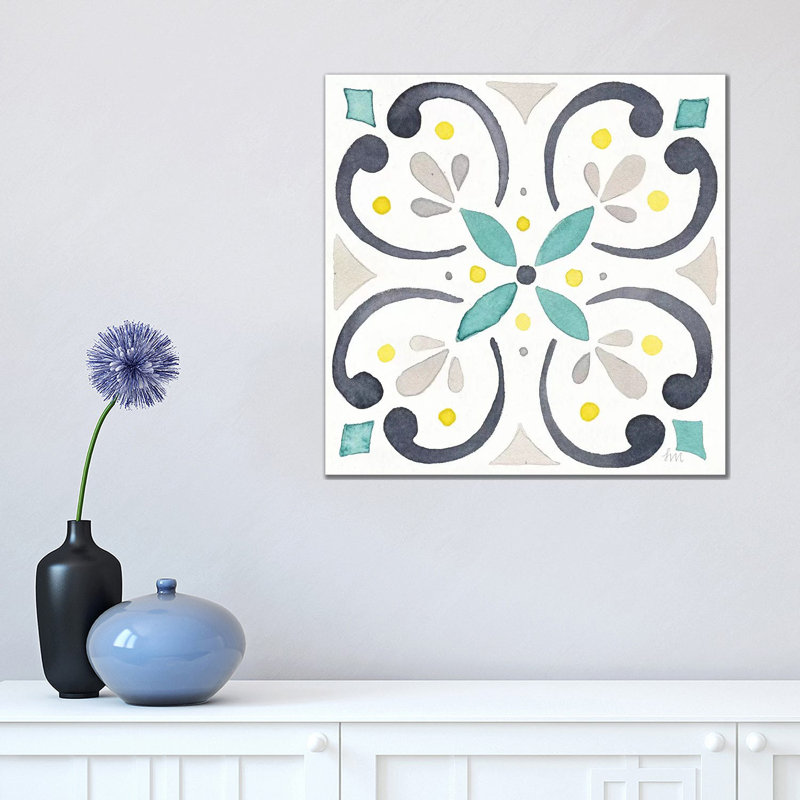Garden Getaway Tile IV White by Laura Marshall - Wrapped Canvas Painting, 45.72 cm H x 45.72 cm W