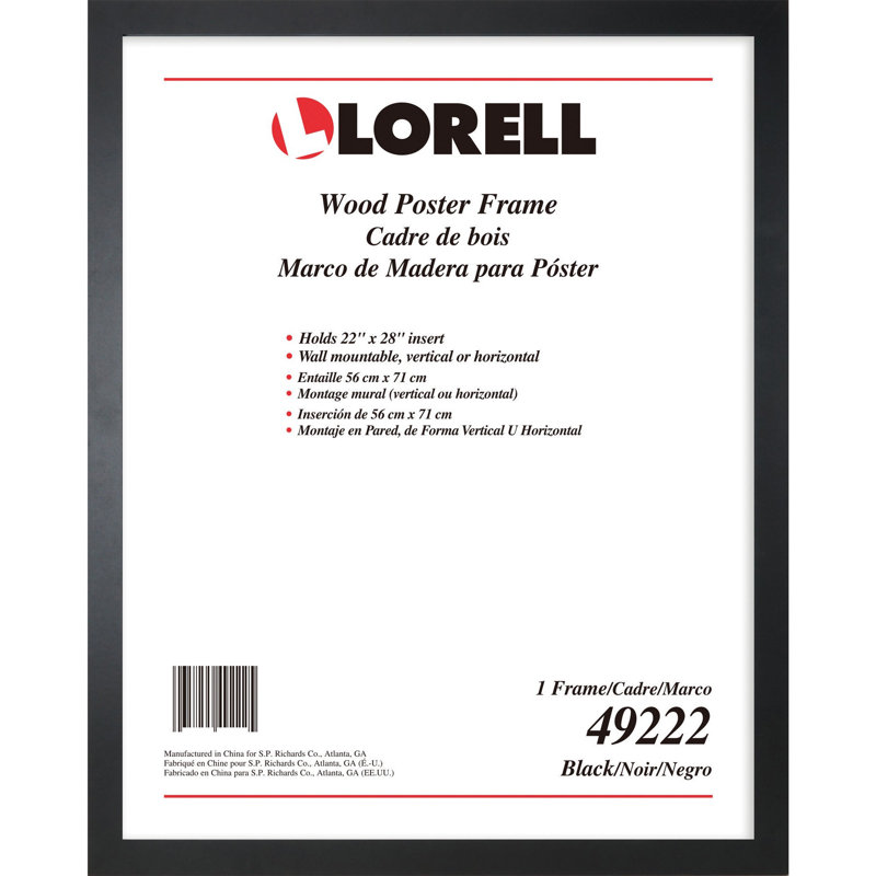 Cadre simple en plastique mat noir, 22 po x 28 po