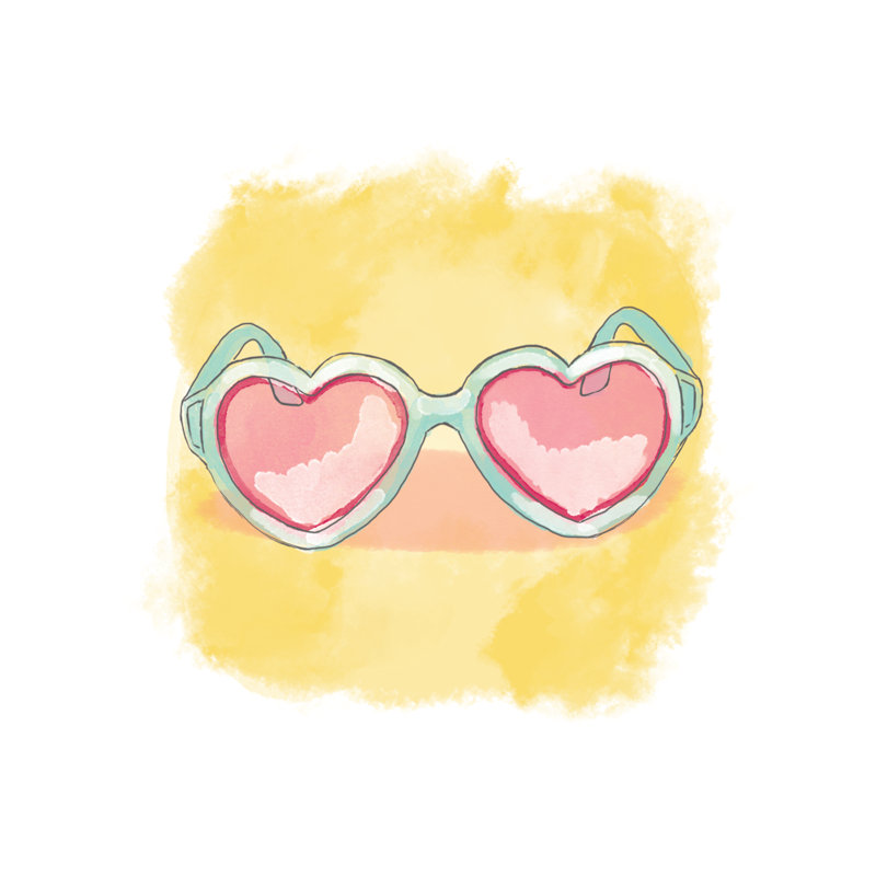 Heart Glases - Wrapped Canvas Painting, 30cm H x 30cm W x 3.8cm D