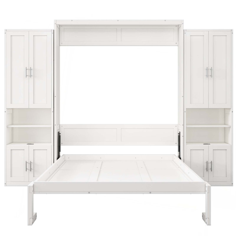 Lit escamotable avec 2 tablettes latérales de rangement pour armoire, lit escamotable mural avec bureau, parfait pour chambre d'amis, bureau, bureau