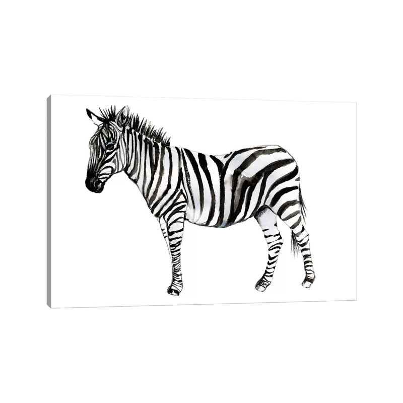 Standing Zebra II by Jennifer Goldberger - Wrapped Canvas Gallery-Wrapped Canvas Giclée, 20.32 cm H x 30.48 cm W