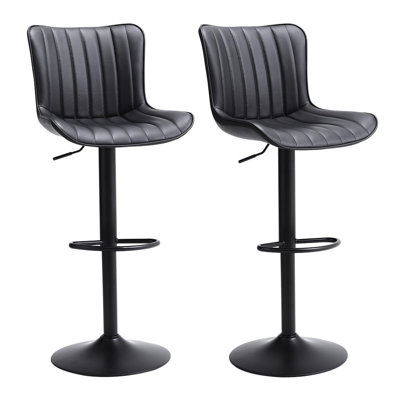 Mikayla Swivel Upholstered Faux Leather Adjustable Height Bar Stool