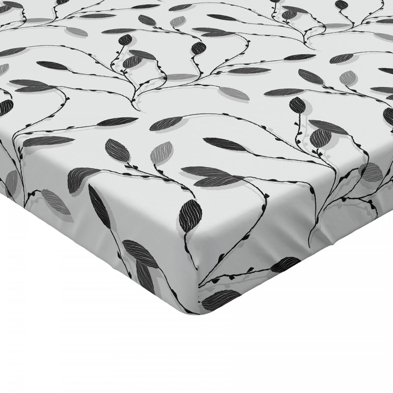 Microfiber Fitted Sheet, Queen Fitted Sheet, Black Floral 1