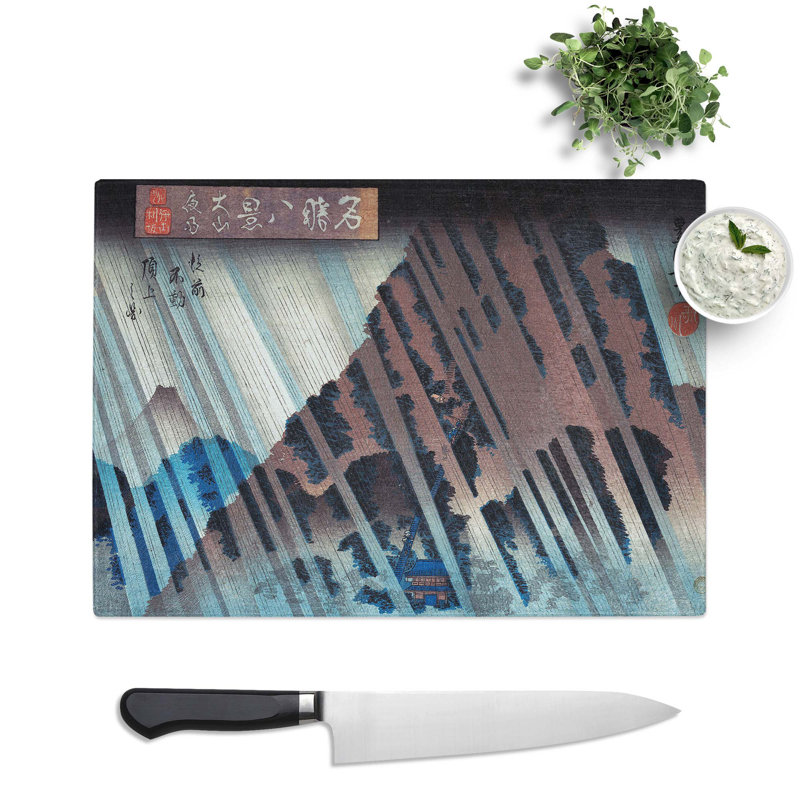 Tempered Glass Night Rain at Otenyama by Utagawa Toyokuni Chopping Board, 28.5 cm x 20 cm
