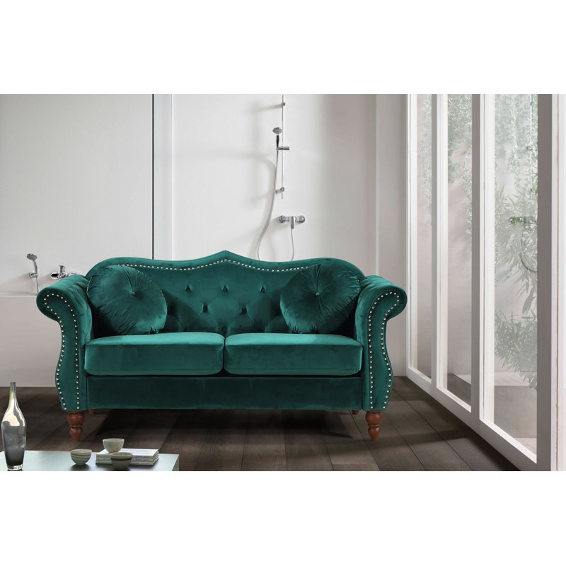 Evianna 65.5'' Velvet Loveseat, Green