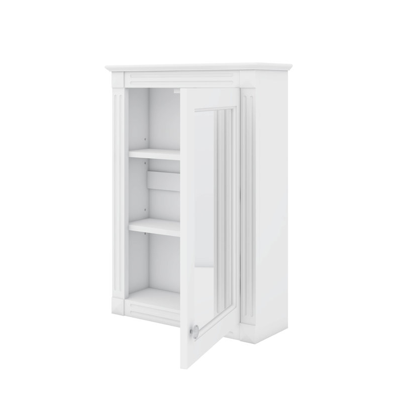 Armoire de rangement pour salle de bain avec miroir, armoire de rangement murale à porte simple avec tablette réglable, armoire murale avec porte réversible