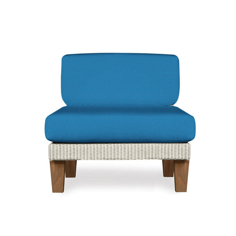 Catalina Outdoor Teak Lounge Chair, Beach Navy, Linen