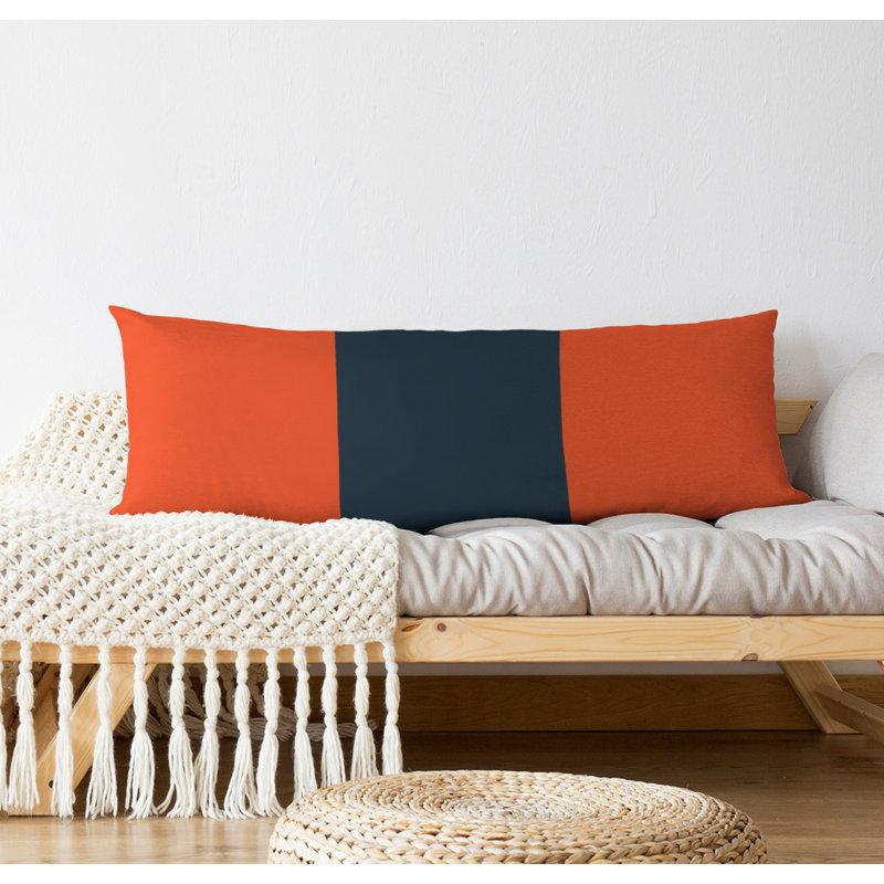 Polyester Medium Pillow, Orange and Navy
