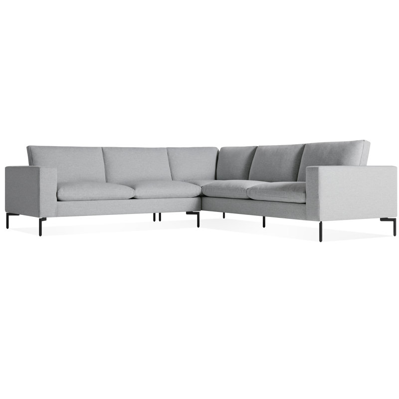 New Standard Upholstered L-Shaped Sectional, Black, Maharam Mode in Intaglio Crossweave, Right Hand Facing