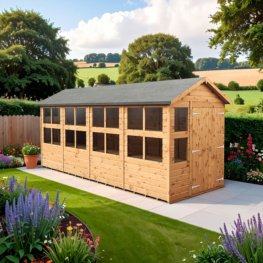 Empire Sheds - Apex Potting Shed - 6x16ft - Double Door - Brown - Wood - Image 4