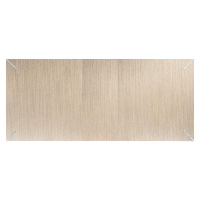 Transitional Oak Extendable Dining Table with Stainless Steel Accents