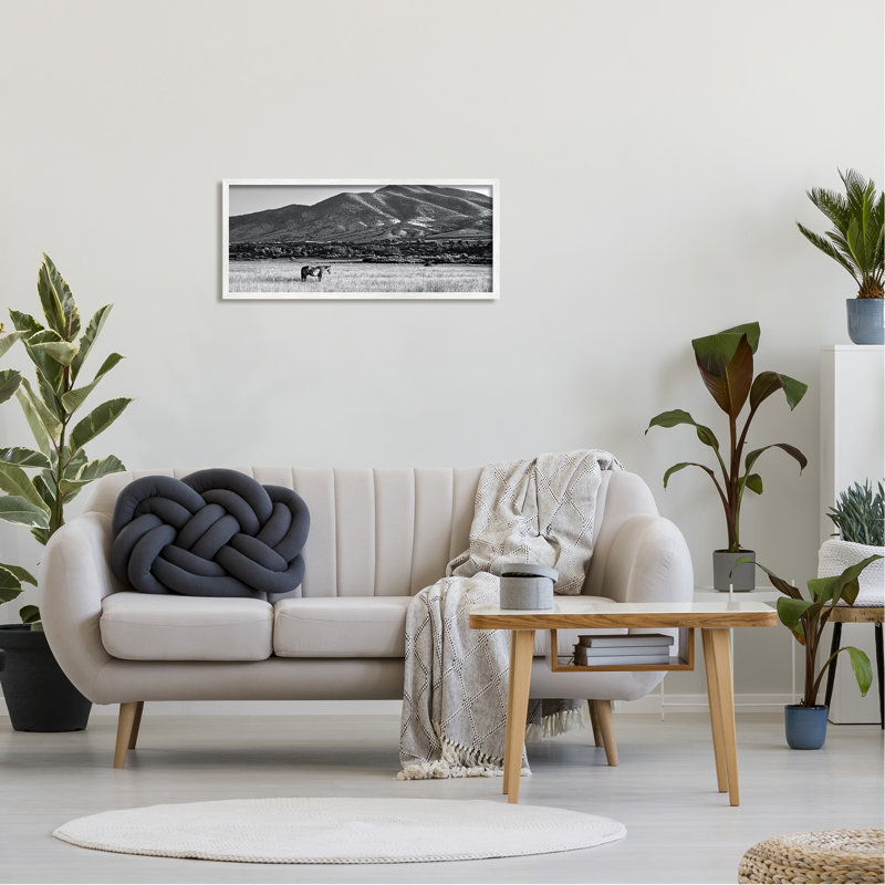 «Horse In Mountains» encadré sur bois par Steve Toole, H 13 po x l 30 po x P 1,5 po