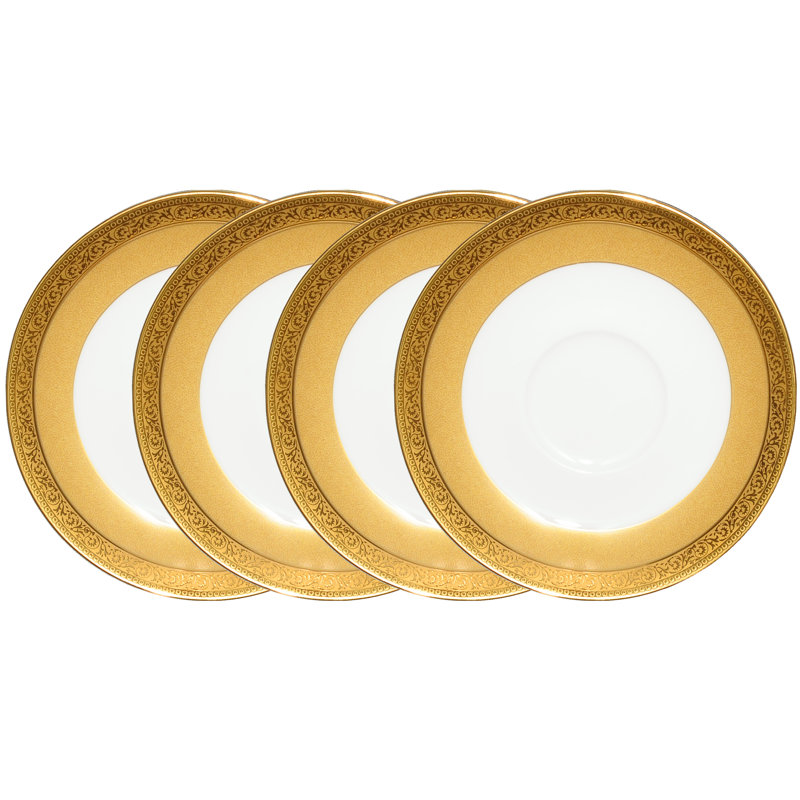 Ensemble de 4 soucoupes 6 "Noritake Summit, Or/blanc