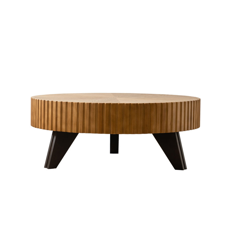 35.4 "Round Retro Coffee Table, Coffee Table Suitable For Coffee And Home Decor, Natural, Natural