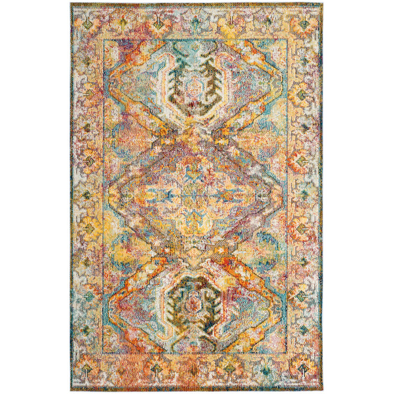 Tapis oriental bleu clair / orange Servin, Rectangle 6 pi 7 po x 9 pi 2 po