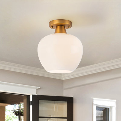 Single Light Frosted Glass Semi Flush Mount
