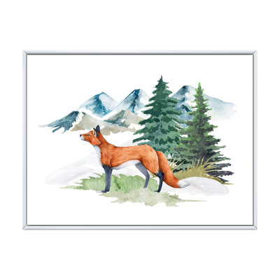 Red Fox in Winter Forest Landscape - peinture sur toile