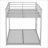 Full Over Full Metal Low Bunk Bed with Ladder - Silver for Small Spaces