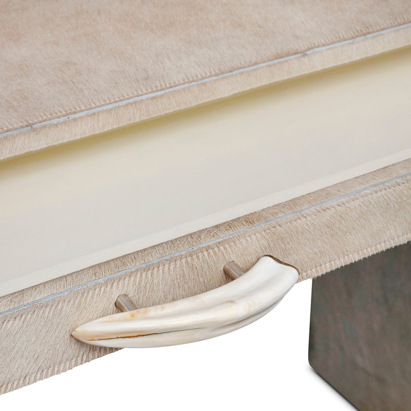 Watusi Cream Cow Hide Console Table
