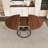 Extendable Round Dining Table with Metal Base and Storage Shelf