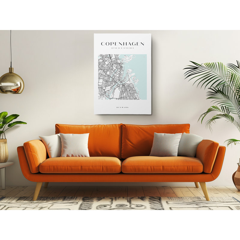 «Copenhagen Map Print», reproduction sur toile, H 45 po x l 30 po