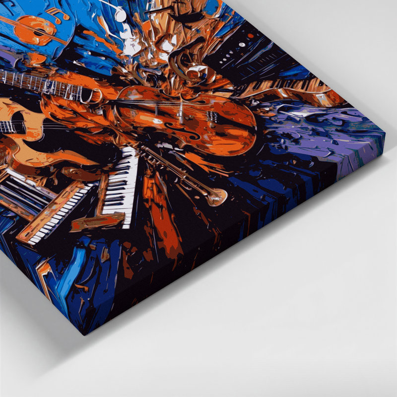 «Music Music Genres Collage», art mural sur toile mauve, H 24 po x l 36 po