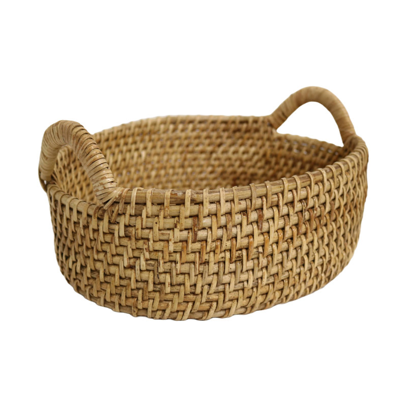 Panier profond en cuivre et rotin 12 po Home & Manor, H 4 po x l 10 po x P 14 po