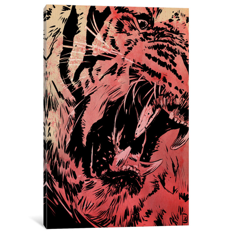 « roar » par giuseppe cristiano, peinture sur toile tendue, H 40 po x l 26 po x P 1,5 po, Toile tendue, Pas de tapis