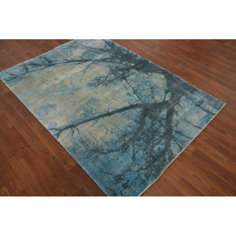 Tapis unique en coton 5 pi 9 po x 4 pi 0 po bleu marine et bleus