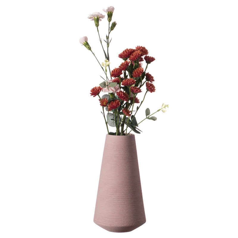 Ceramic Table Vase, Pink, 10" H x 5" W x 5" D