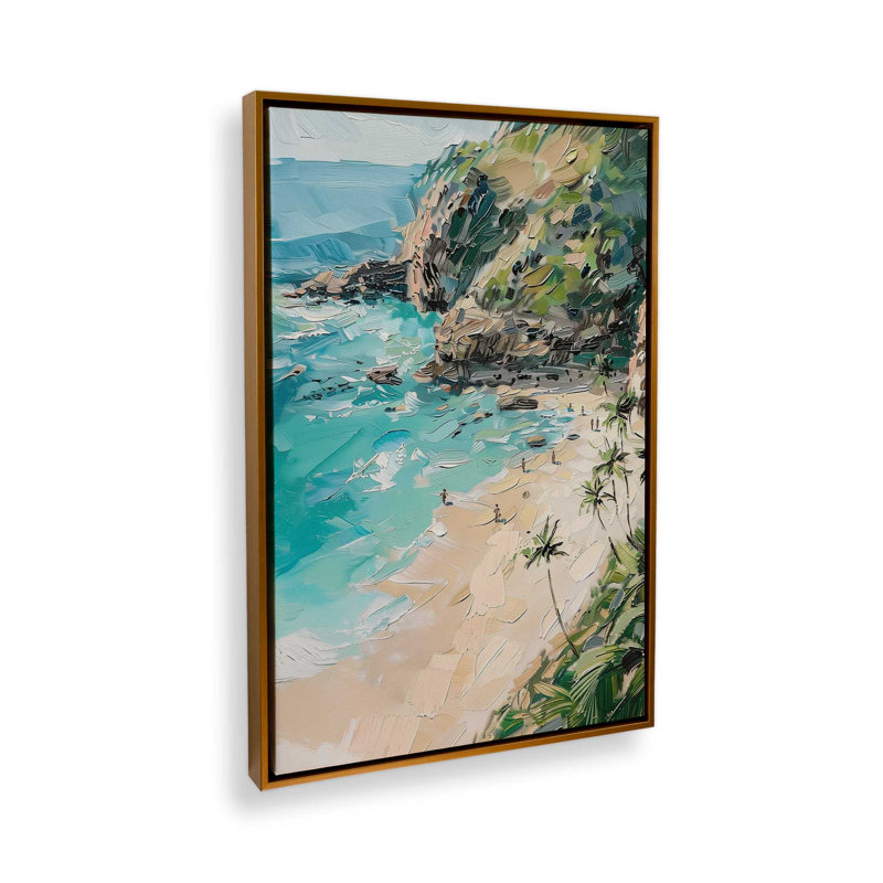Reproduction d'art sur toile Costa Sereno II, 20 po x 30 po, Cadre flottant doré poli