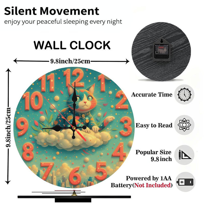 Horloge de chat, art mural
