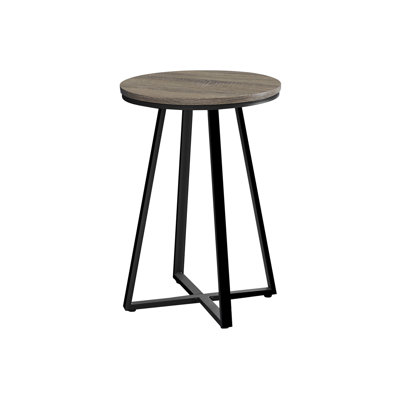 Accent Table, Side, Round, End, Nightstand, Lamp, Living Room, Bedroom, Laminate, Black Metal, Contemporary, Modern by 17 Stories