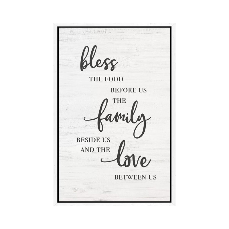 Bless Family Love - Print on Canvas, White Framed, 66.04cm H x 45.72cm W x 3.81cm D