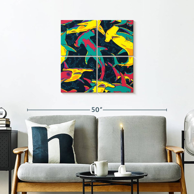 Brampt Colorful Hammerhead Sharks, 26" H x 26" W